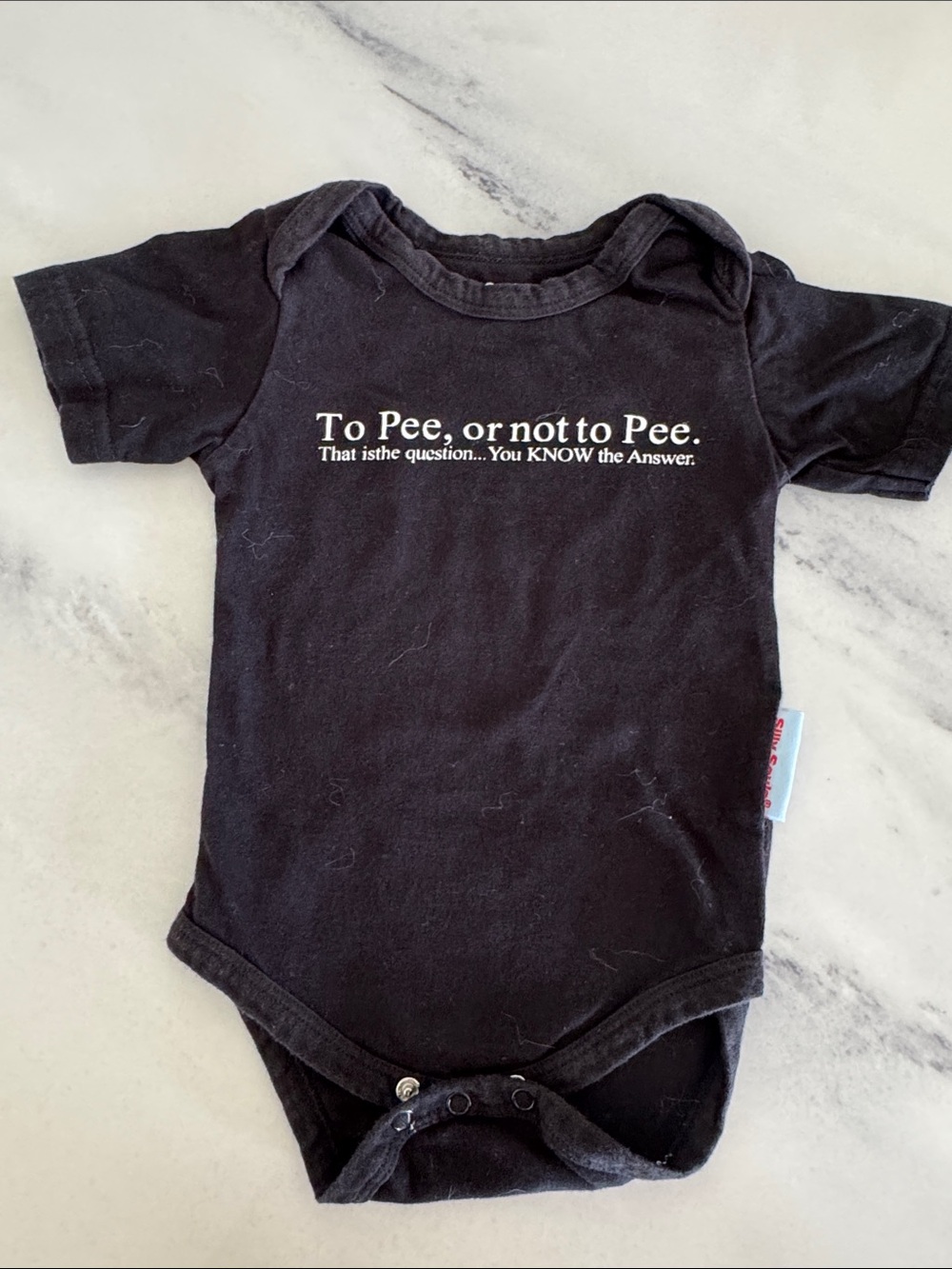 Black Graphic Baby One-Piece Bodysuit - To Pee, or not to Pee.